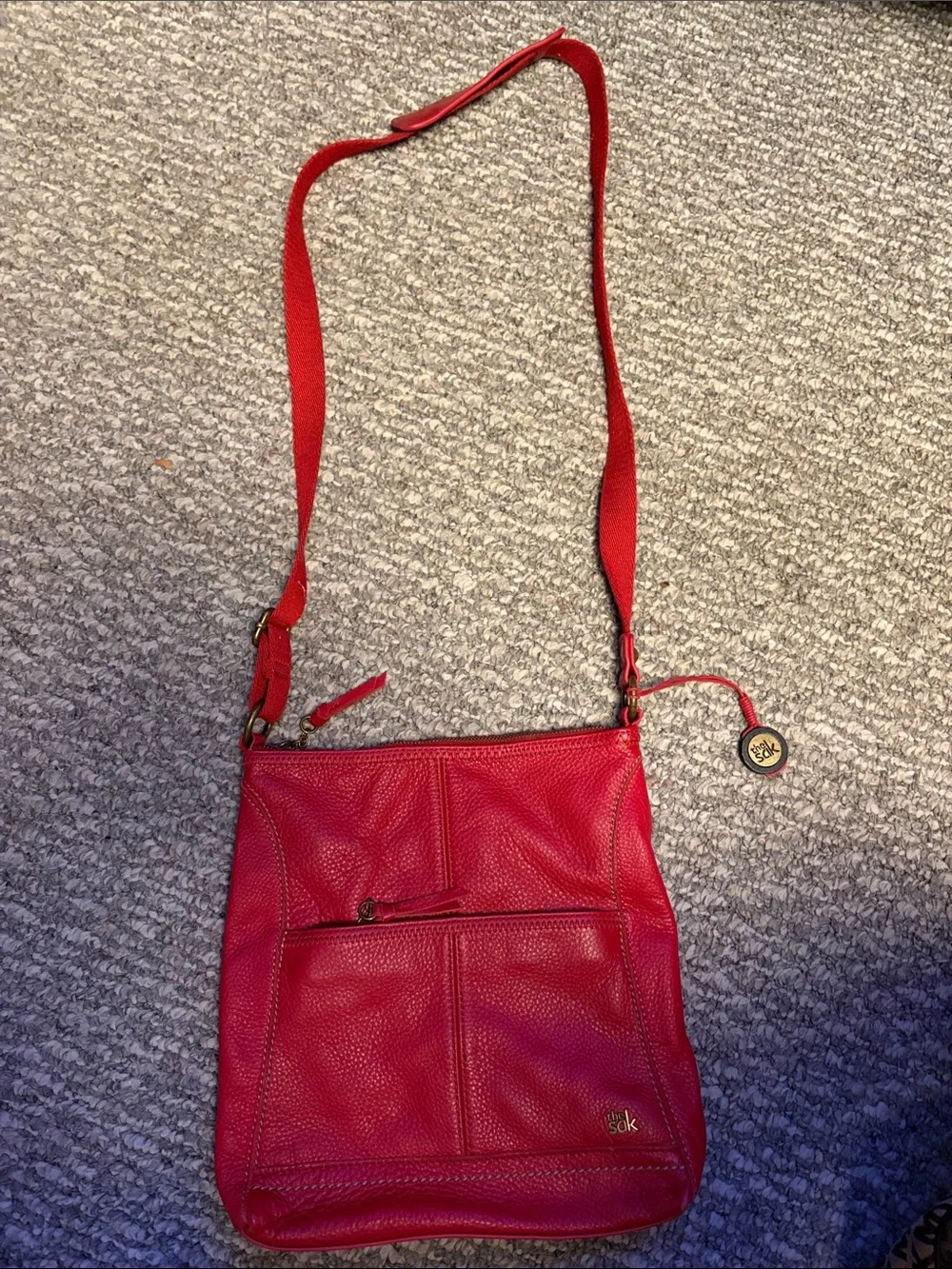 The Sak Pink-Red Pebbled Leather Crossbody Bag